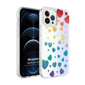 Microsonic Apple İphone 12 Pro Braille Feel Desenli Heart Cep Telefonu Kılıfı