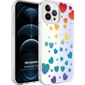 Microsonic Apple İphone 12 Pro Braille Feel Desenli Heart Cep Telefonu Kılıfı