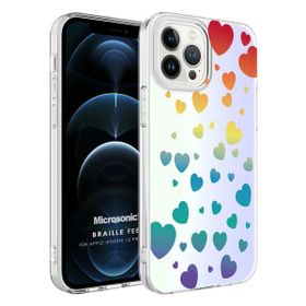 Microsonic Apple İphone 12 Pro Braille Feel Desenli Heart Cep Telefonu Kılıfı