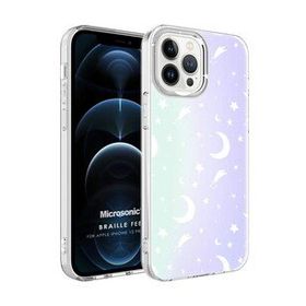 Microsonic Apple İphone 12 Pro Braille Feel Desenli Moon Cep Telefonu Kılıfı
