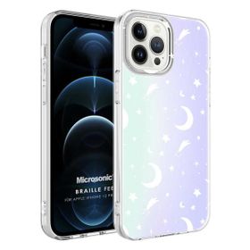 Microsonic Apple İphone 12 Pro Braille Feel Desenli Moon Cep Telefonu Kılıfı