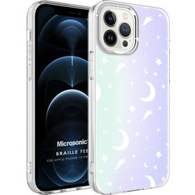 Microsonic Apple İphone 12 Pro Braille Feel Desenli Moon Cep Telefonu Kılıfı