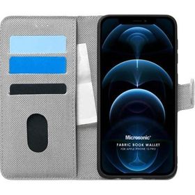 Microsonic Apple iPhone 12 Pro Fabric Book Wallet Gri Cep Telefonu Kılıfı