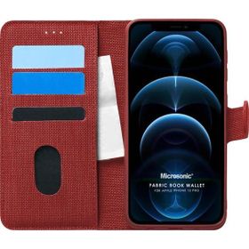 Microsonic Apple iPhone 12 Pro Fabric Book Wallet Kırmızı Cep Telefonu Kılıfı