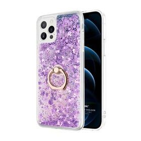 Microsonic Apple iPhone 12 Pro Glitter Liquid Holder Mor Cep Telefonu Kılıfı