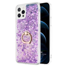 Microsonic Apple iPhone 12 Pro Glitter Liquid Holder Mor Cep Telefonu Kılıfı