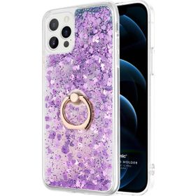 Microsonic Apple iPhone 12 Pro Glitter Liquid Holder Mor Cep Telefonu Kılıfı