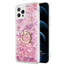Microsonic Apple iPhone 12 Pro Glitter Liquid Holder Pembe Cep Telefonu Kılıfı