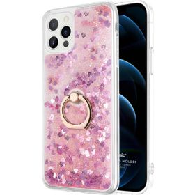 Microsonic Apple iPhone 12 Pro Glitter Liquid Holder Pembe Cep Telefonu Kılıfı