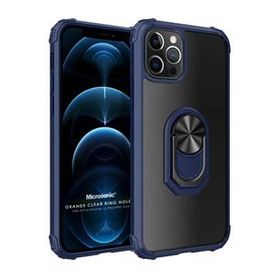 Microsonic Apple iPhone 12 Pro Grande Clear Ring Holder Lacivert Cep Telefonu Kılıfı
