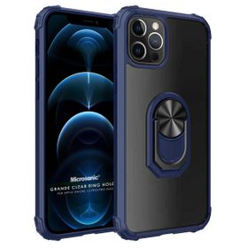 Microsonic Apple iPhone 12 Pro Grande Clear Ring Holder Lacivert Cep Telefonu Kılıfı