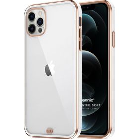 Microsonic Apple iPhone 12 Pro Laser Plated Soft Beyaz Cep Telefonu Kılıfı