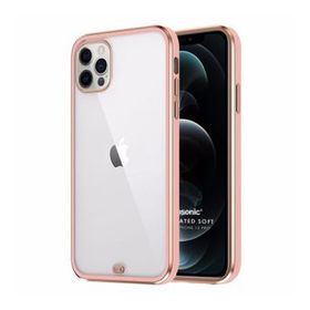 Microsonic Apple iPhone 12 Pro Laser Plated Soft Pembe Cep Telefonu Kılıfı