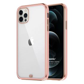 Microsonic Apple iPhone 12 Pro Laser Plated Soft Pembe Cep Telefonu Kılıfı