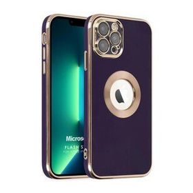 Microsonic Apple iPhone 12 Pro Max Flash Stamp Koyu Mor Cep Telefonu Kılıfı