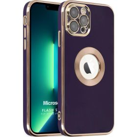 Microsonic Apple iPhone 12 Pro Max Flash Stamp Koyu Mor Cep Telefonu Kılıfı