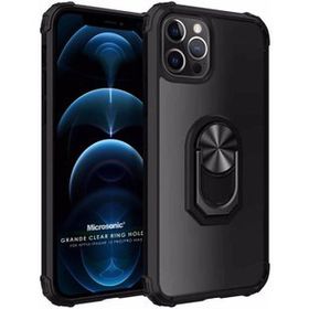 Microsonic Apple iPhone 12 Pro Max Grande Clear Ring Holder Siyah Kılıf