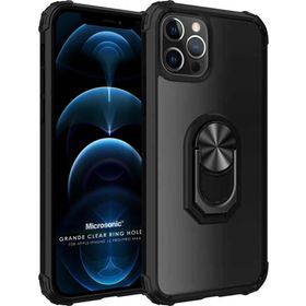 Microsonic Apple iPhone 12 Pro Max Grande Clear Ring Holder Siyah Kılıf