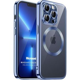 Microsonic Apple iPhone 12 Pro Max Magsafe Luxury Electroplate Mavi Cep Telefonu Kılıfı