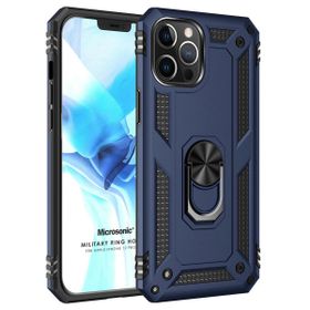 Microsonic Apple iPhone 12 Pro Max Military Ring Holder Lacivert Cep Telefonu Kılıfı