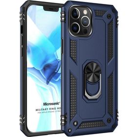 Microsonic Apple iPhone 12 Pro Max Military Ring Holder Lacivert Cep Telefonu Kılıfı