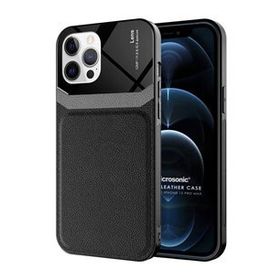 Microsonic Apple iPhone 12 Pro Max Uniq Leather Siyah Cep Telefonu Kılıfı