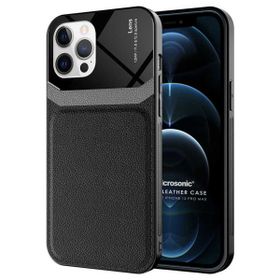 Microsonic Apple iPhone 12 Pro Max Uniq Leather Siyah Cep Telefonu Kılıfı