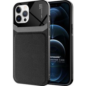 Microsonic Apple iPhone 12 Pro Max Uniq Leather Siyah Cep Telefonu Kılıfı