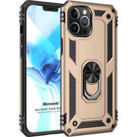 Microsonic Apple iPhone 12 Pro Military Ring Holder Gold Cep Telefonu Kılıfı