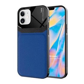 Microsonic Apple iPhone 12 Uniq Leather Lacivert Cep Telefonu Kılıfı