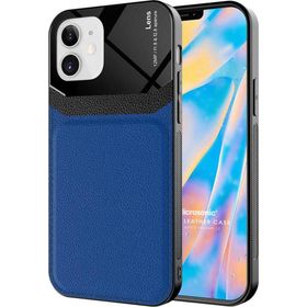 Microsonic Apple iPhone 12 Uniq Leather Lacivert Cep Telefonu Kılıfı