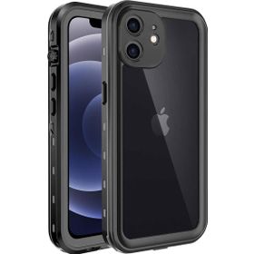 Microsonic Apple iPhone 12 Waterproof 360 Full Body Protective Siyah Cep Telefonu Kılıfı