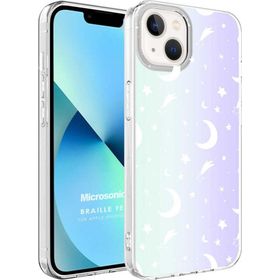Microsonic Apple İphone 13 Braille Feel Desenli Moon Cep Telefonu Kılıfı