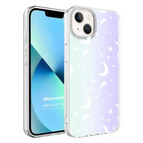 Microsonic Apple İphone 13 Braille Feel Desenli Moon Cep Telefonu Kılıfı