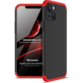 Microsonic Apple İphone 13 Double Dip 360 Protective Siyah Kırmızı Cep Telefonu Kılıfı