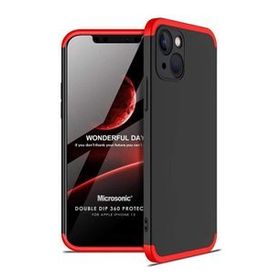 Microsonic Apple İphone 13 Double Dip 360 Protective Siyah Kırmızı Cep Telefonu Kılıfı