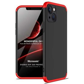 Microsonic Apple İphone 13 Double Dip 360 Protective Siyah Kırmızı Cep Telefonu Kılıfı