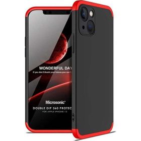 Microsonic Apple İphone 13 Double Dip 360 Protective Siyah Kırmızı Cep Telefonu Kılıfı