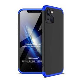 Microsonic Apple İphone 13 Double Dip 360 Protective Siyah Mavi Cep Telefonu Kılıfı