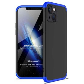 Microsonic Apple İphone 13 Double Dip 360 Protective Siyah Mavi Cep Telefonu Kılıfı