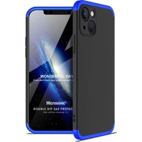 Microsonic Apple İphone 13 Double Dip 360 Protective Siyah Mavi Cep Telefonu Kılıfı