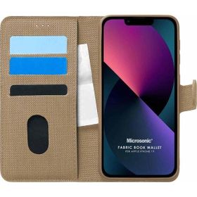 Microsonic Apple iPhone 13 Fabric Book Wallet Gold Cep Telefonu Kılıfı
