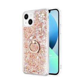 Microsonic Apple iPhone 13 Glitter Liquid Holder Gold Kılıf