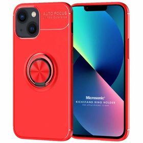 Microsonic Apple iPhone 13 Mini Kickstand Ring Holder Siyah Cep Telefonu Kılıfı