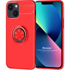 Microsonic Apple iPhone 13 Mini Kickstand Ring Holder Siyah Cep Telefonu Kılıfı