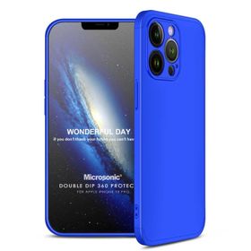 Microsonic Apple iPhone 13 Pro Double Dip 360 Protective Mavi Cep Telefonu Kılıfı