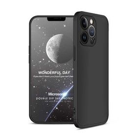 Microsonic Apple iPhone 13 Pro Double Dip 360 Protective Siyah Cep Telefonu Kılıfı