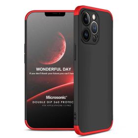 Microsonic Apple İphone 13 Pro Double Dip 360 Protective Siyah Kırmızı Cep Telefonu Kılıfı