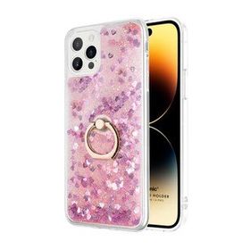 Microsonic Apple iPhone 13 Pro Glitter Liquid Holder Pembe Cep Telefonu Kılıfı