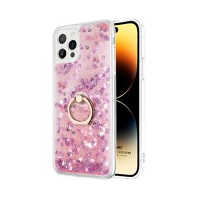 Microsonic Apple iPhone 13 Pro Glitter Liquid Holder Pembe Cep Telefonu Kılıfı